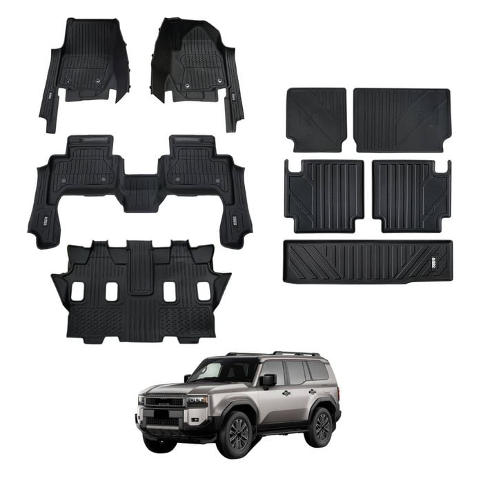 AUSGO Injection Floor Mats Boot Liner Back Seat Protector Set for Toyota LandCruiser Prado 250 Series 7-Seat 2024-Onwards
