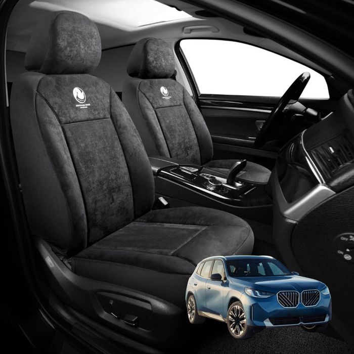 Australian Goose Edition Front Seat Covers for BMW X3 2025 - Current (G45) - Suede, Universal Fit - Black