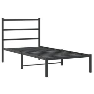 vidaXL Bed Frame with Headboard Bed Base Single Bed Black 90x190 cm Metal