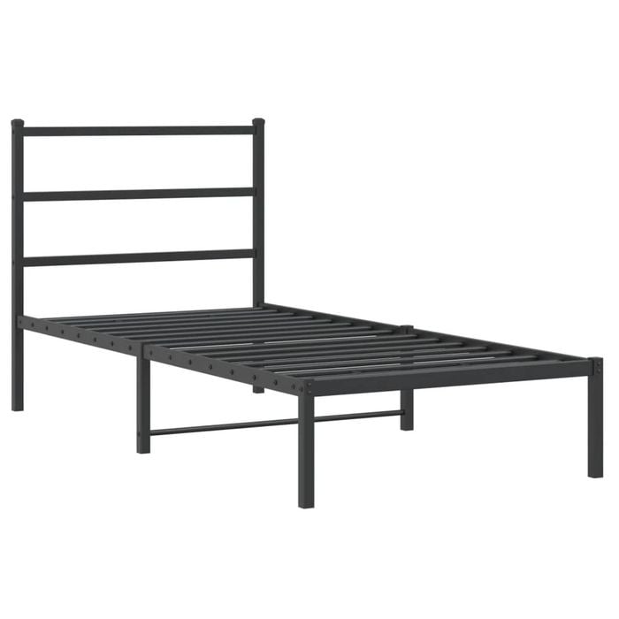 vidaXL Bed Frame with Headboard Bed Base Single Bed Black 90x190 cm Metal