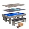 Topone Heritage Mdf 3-in-1 Pool Table/billiard Table/table Tennis Table/dinning Table/table/2xbench-woodblue 7ft