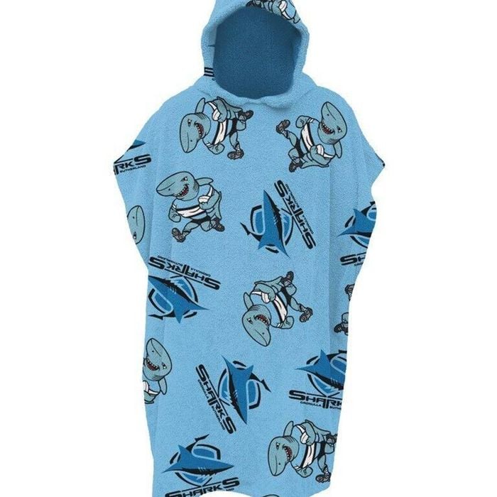 NRL Youth Hooded Towel - Cronulla Sharks - Kids - Beach Bath - OSFM