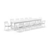 Santorini 12 Seater Outdoor Aluminium Dining Table And Chairs Setting White & Textured Olefin Grey Cushions