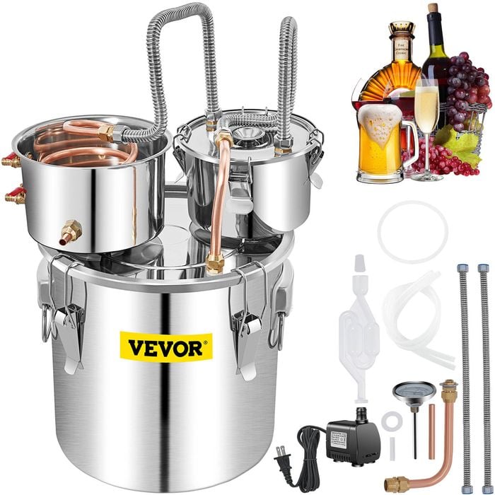 Vevor Water Alcohol Distiller,50L w/Thumper Keg & Water Pump