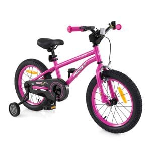 Costway Kids Dual-brake Bicycle W/training Wheels Adjustable Bike - Pink