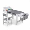 Costway Kid Art Table Chair Set Craft Draw Desk Paper Roll Activity Grey