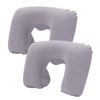 Catzon 2 Pcs Inflatable U-Shaped Pillow Flocked Fabric-Light Grey