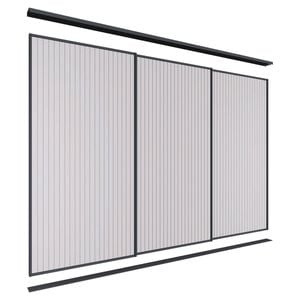 Lugna 2400 x 2701-3600mm Black VJ Panels Wardrobe Triple Sliding Doors
