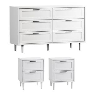 Oikiture 6 Chest of Drawers and 2 Bedside Tables Nightstand Bedroom Set White