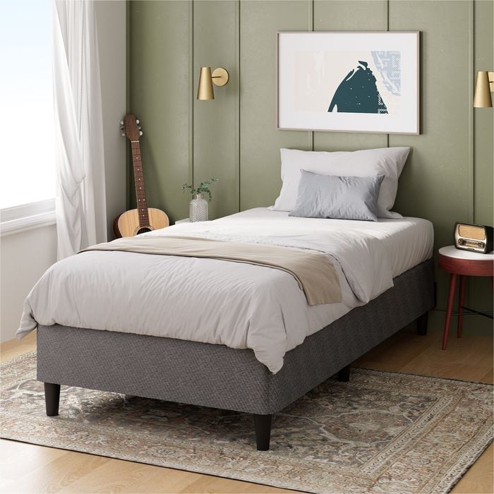 Zinus Single Fabric Bed Base Ensemble Base - Dark Grey