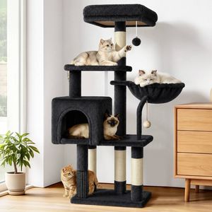 BEASTIE Cat Tree 111cm Scratching Post Black
