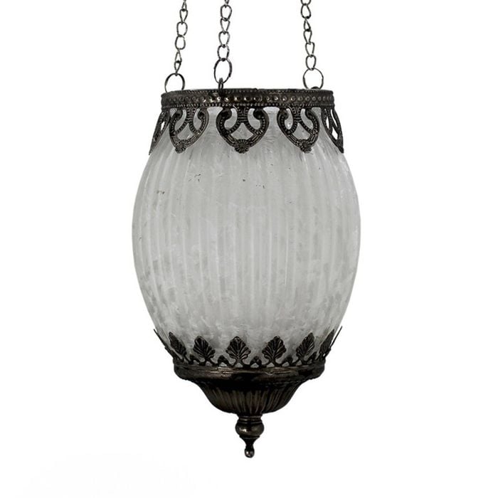 Moroccan Style Hanging Lantern White D11x18.5cm