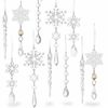 P&P White Crystal Acrylic Christmas Tree Icicle Snowflake Ornaments Set 18pc Holiday