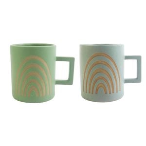 2pc Urban 10cm Shae Rainbow Ceramic Mug - Green/Blue