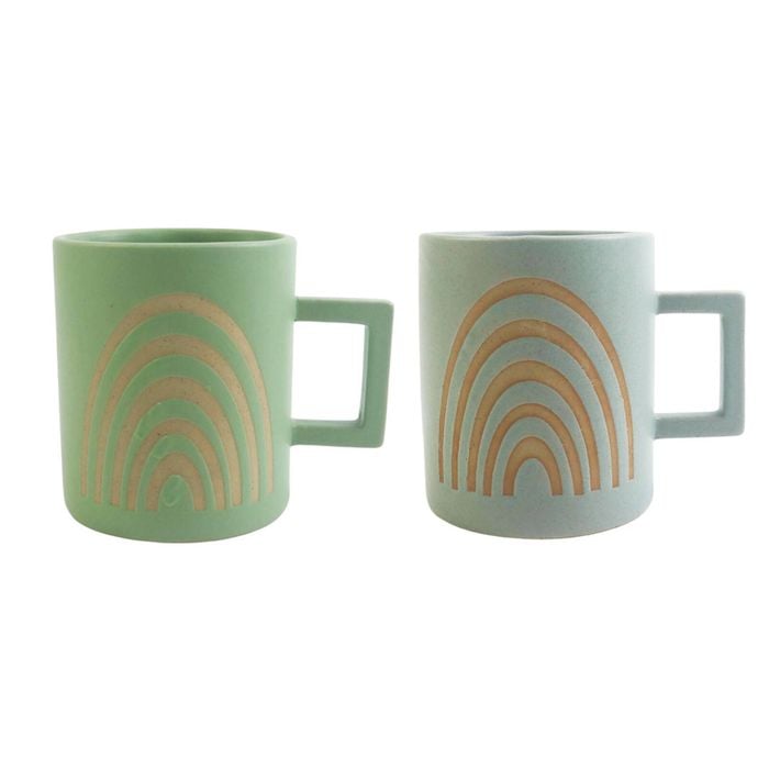 2pc Urban 10cm Shae Rainbow Ceramic Mug - Green/Blue