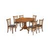 Linaria 7pc Dining Set 150cm Extendable Pedestral Table 6 Timber Chair - Walnut