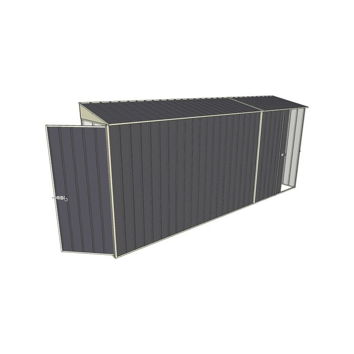 Build-a-Shed 0.8 x 4.5 x 2m Hinged Door Tunnel Shed With Single Sliding Side Door - Grey
