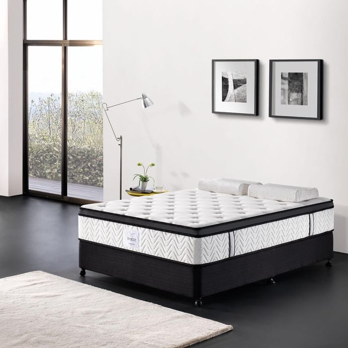 Breeze Mattress Bed 5 Zone Plush Memory Foam Euro Top Pocket Spring Organic Cotton 32cm