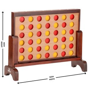 Mini Four In A Row Polished Hardwood 52x16x40cm Outdoor/Indoor Jenjo Boardgame