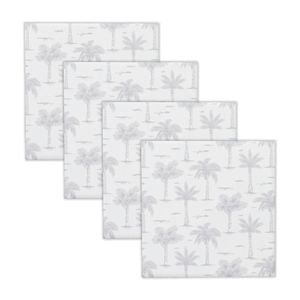4pc Rayell Ceramic Printed Coasters Paradise's Palms Grey