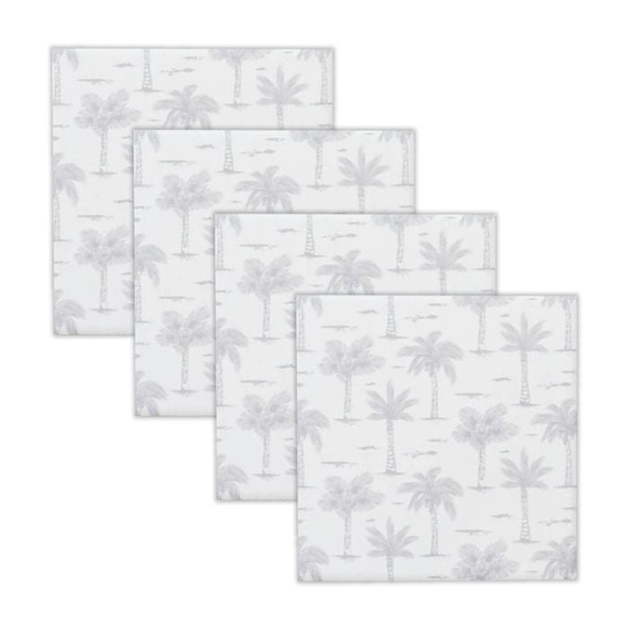 4pc Rayell Ceramic Printed Coasters Paradise's Palms Grey