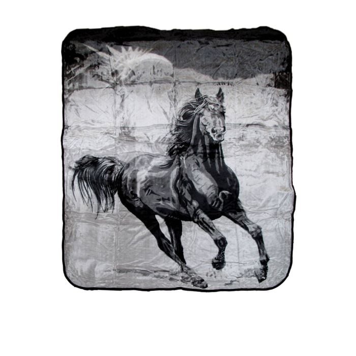 400gsm Soft 3d Animal Print Faux Mink Blanket Queen 200x240 Cm Galloping Horse