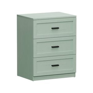 Oikiture Bedside Table 3 Drawers Nightstand Cabinet End Table Green