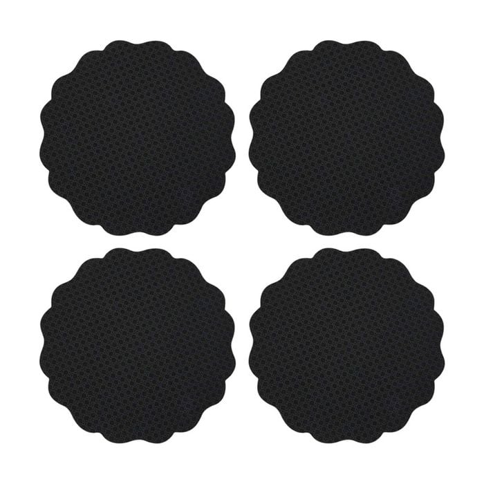 4pk Casa Domani Banda Leather Look Placemat 38cm - Black