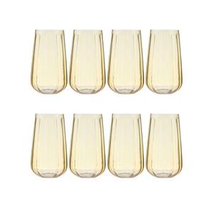 2x 4pc Ladelle Capri Lemon Highball Tumbler Beverage Drinking Glasses Reusable