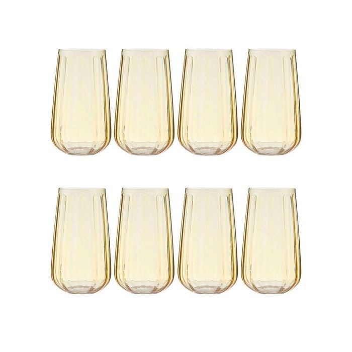 2x 4pc Ladelle Capri Lemon Highball Tumbler Beverage Drinking Glasses Reusable