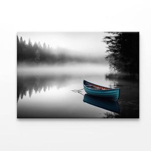 Boat In a Pristine Lake on A Foggy Morning  Print 100% Australian Made 120 x 90cm  (Acrylic)