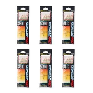 6x Tsunami 8 Red Hook Sabiki Rig - Iridescent Glo Head Flash and Beads Size 16