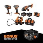 AEG 18V FUSION/Brushless 4-Piece Heavy Machinery 5.0Ah Kit