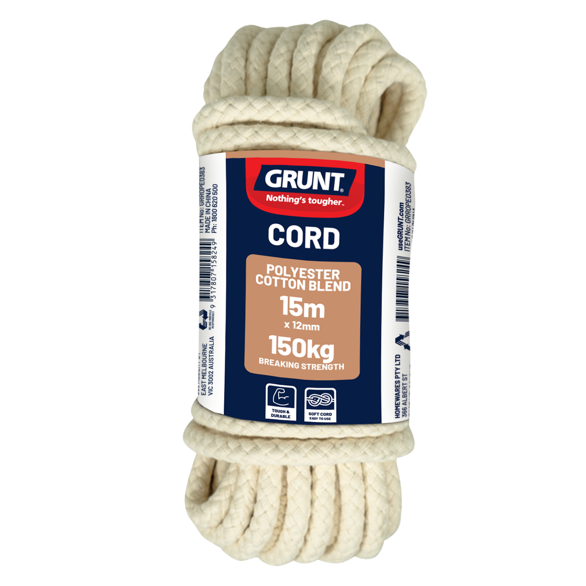GRUNT 12mm x 15m Polyester Cotton Cord - Bunnings Australia
