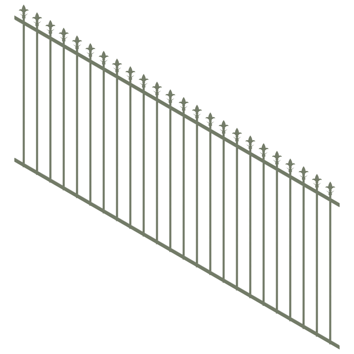 ProtectorAl 1201-2400W x 1200H Pale Eucalypt Spear Top Pool Fence Panel Raked 16-30º