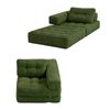 Ufurniture 3-in-1 Folding Floor Sofa Bed W/ L-shape Armrest & Backrest 90cm Corduroy Single Lounge Boneless Lazy Couch Green