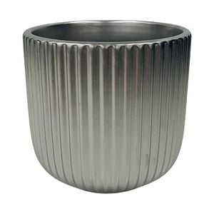 Eden 12cm Silver Ceramic Fluted Pot