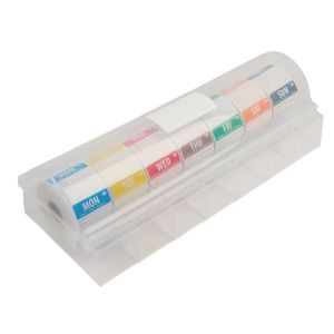 Vogue Day of the Week Removable Food Prep Label Starter Kit with 2" Dispenser Plastic 7 Pieces