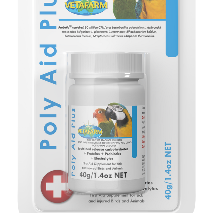 Vetafarm Poly-Aid Plus Supplement for Sick & Injured Birds & Animals 40g