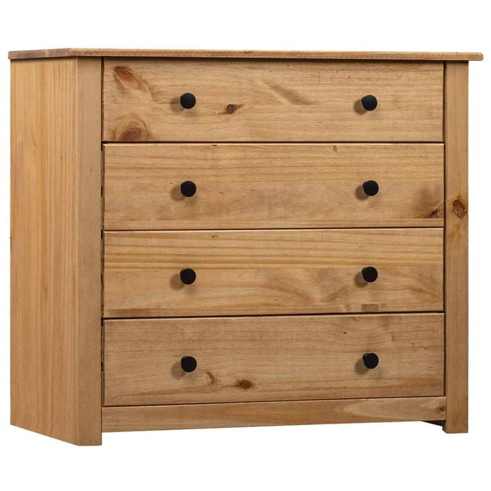 vidaXL Solid Pine Wood Side Cabinet 80cm Pine Panama Range Drawer Sideboard