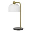 Telbix Hoff Vintage Table Desk Lamp Light Glass Metal Marble Antique Gold Black Marble Opal Matt