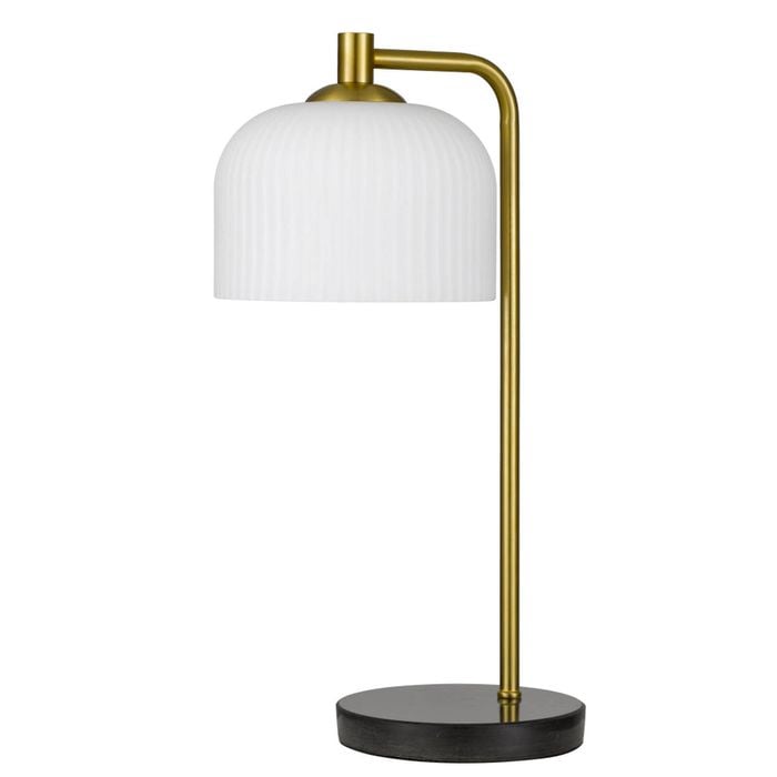 Telbix Hoff Vintage Table Desk Lamp Light Glass Metal Marble Antique Gold Black Marble Opal Matt