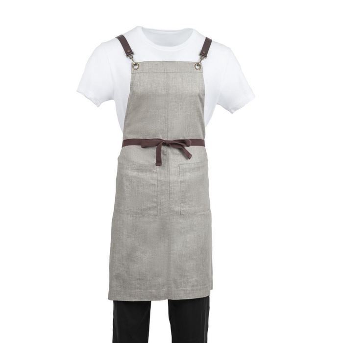 Southside Bib Apron Linen Blend Grey Hospitality Kitchen Uniform