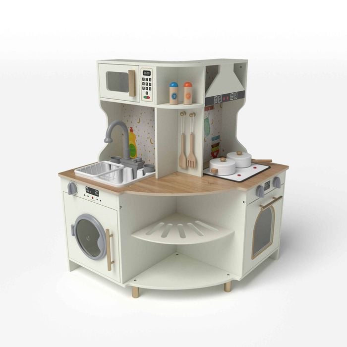 Costway Play Kitchen Corner Kitchen Playset Pretend Play Toy Cooking Set