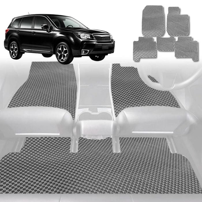 6D Diamond Car Floor Mats for Subaru Forester 2013-2018-Full Set-Grey-Outback GT