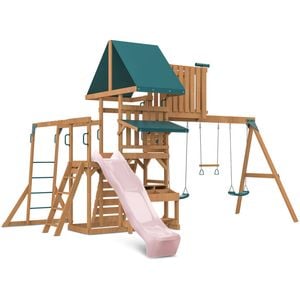 Lifespan Kids Walton Swing Set, Monkey Bars & Play Centre with 2.2m Pastel Pink Slide