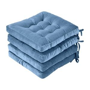 Cadence & Co. Vivienne Velvet Seat Cushion 4 Pack Mineral Blue