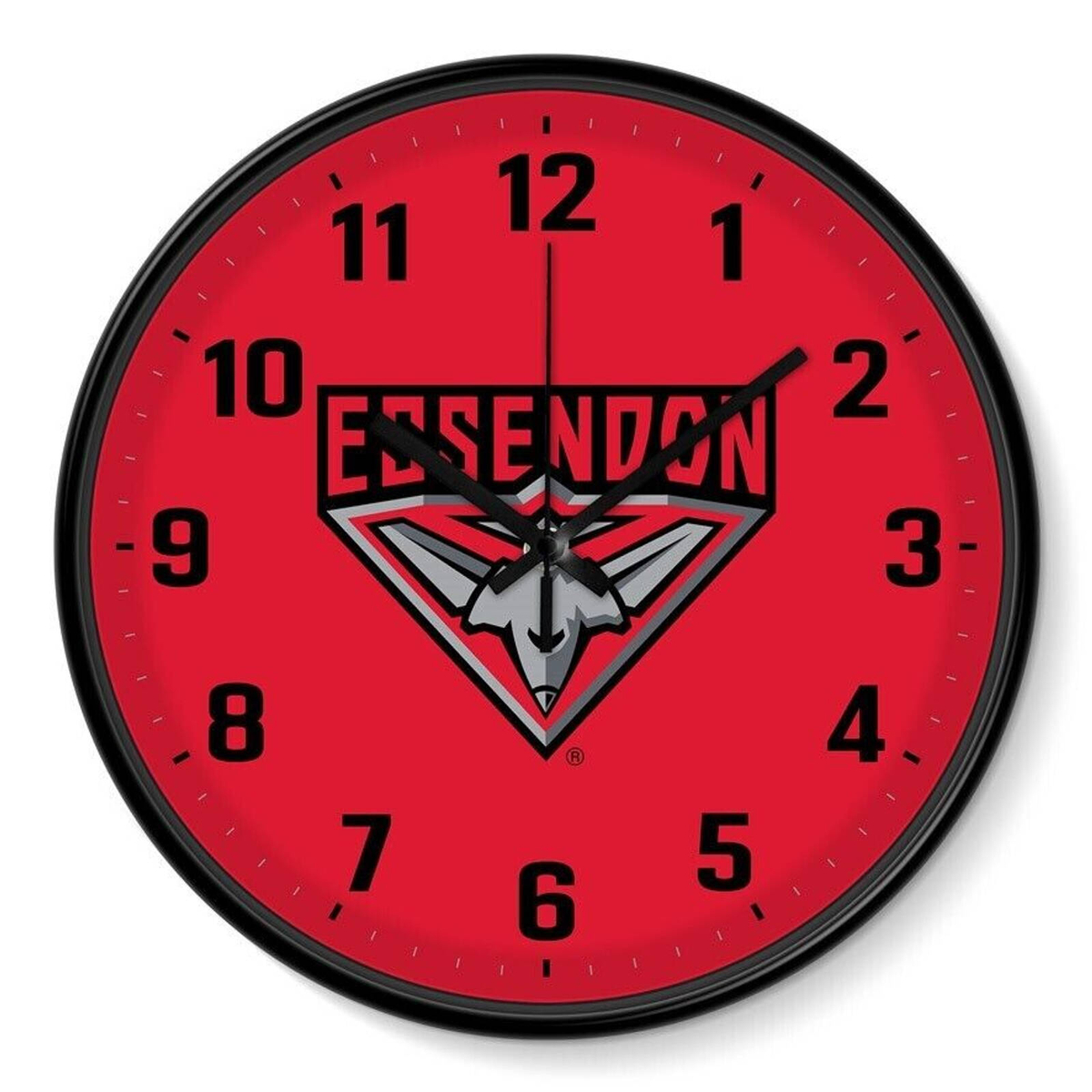 Afl Wall Clock - Essendon Bombers - Plastic - 30cm Diameter - Team Logo ...