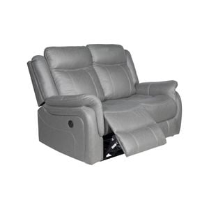 2 Seater Finest Grey Fabric Recliner Sofa Sturdy Construction Metal Mechanism