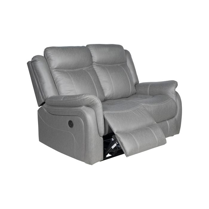 2 Seater Finest Grey Fabric Recliner Sofa Sturdy Construction Metal Mechanism